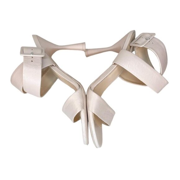 🤍 AGL Neutral Rebecca Heeled Sandals Size 39 Adjustable Buckle Stiletto Heels - Picture 3 of 7